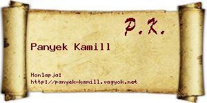 Panyek Kamill névjegykártya